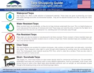 Tarp Shopping Guide | Tarp Supply Inc.® | For All Your Tarp Needs