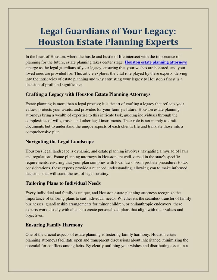 legal guardians of your legacy houston estate