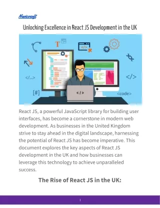 Unlocking Excellence in React JS Development in the UK