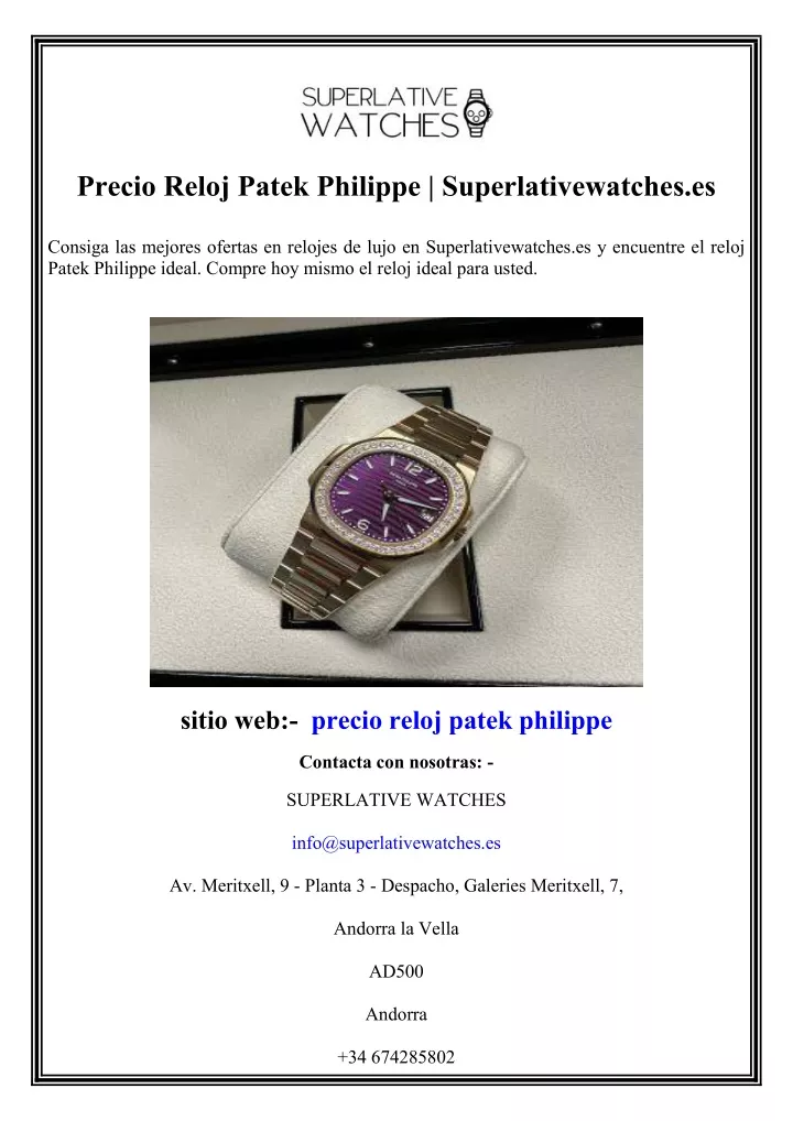 precio reloj patek philippe superlativewatches es