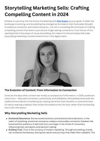 Storytelling Marketing Sells: Crafting Compelling Content in 2024