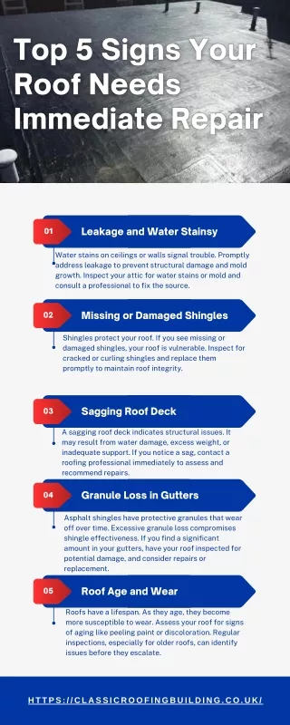 Top 5 Signs Your Roof Needs Immediate Repair
