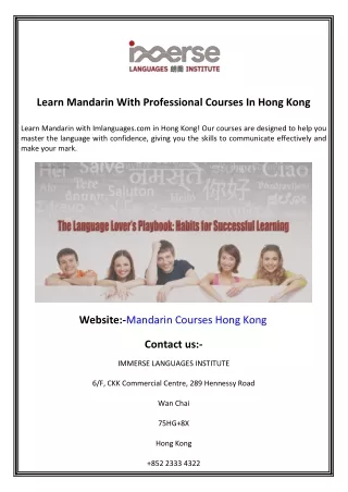learn mandarin with professional courses in hong