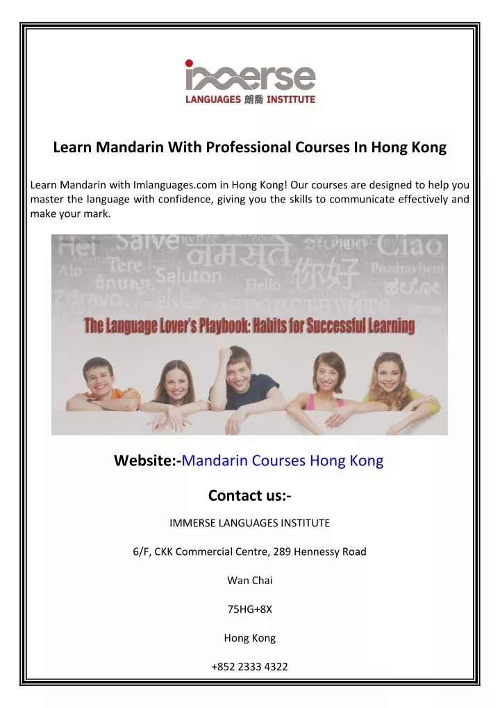 learn mandarin with professional courses in hong