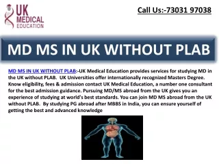 MD MS IN UK WITHOUT PLAB