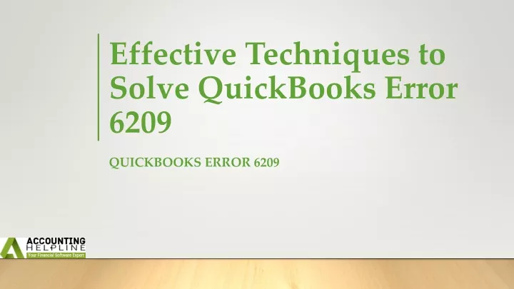 effective techniques to solve quickbooks error 6209