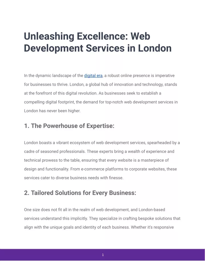 unleashing excellence web development services