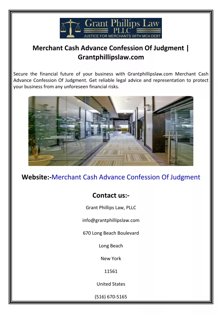 merchant cash advance confession of judgment