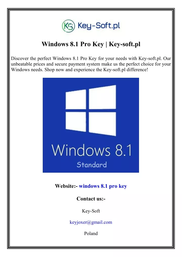 PPT - Windows 8.1 Pro Key Key-soft.pl PowerPoint Presentation, free ...