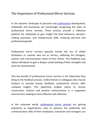 Professional Mirror Services PDF