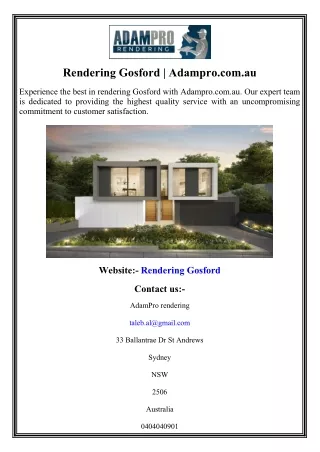 rendering gosford adampro com au