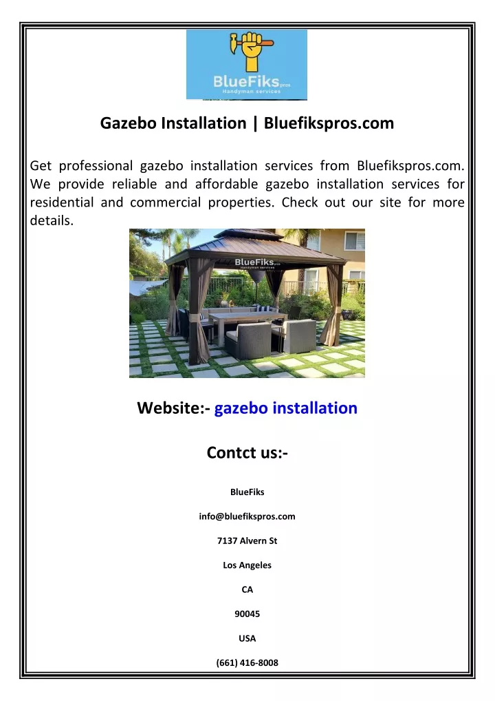 gazebo installation bluefikspros com