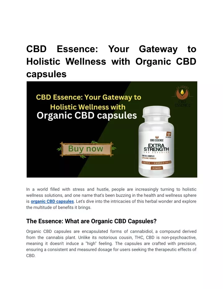 cbd holistic wellness with organic cbd capsules