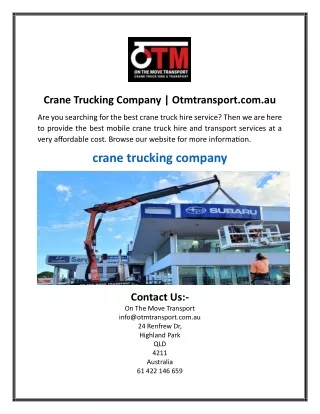 Crane Trucking Company | Otmtransport.com.au