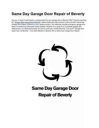 Garage door replacement Beverly