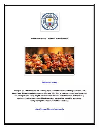 Mobile BBQ Catering | Hog Roast Hire Manchester