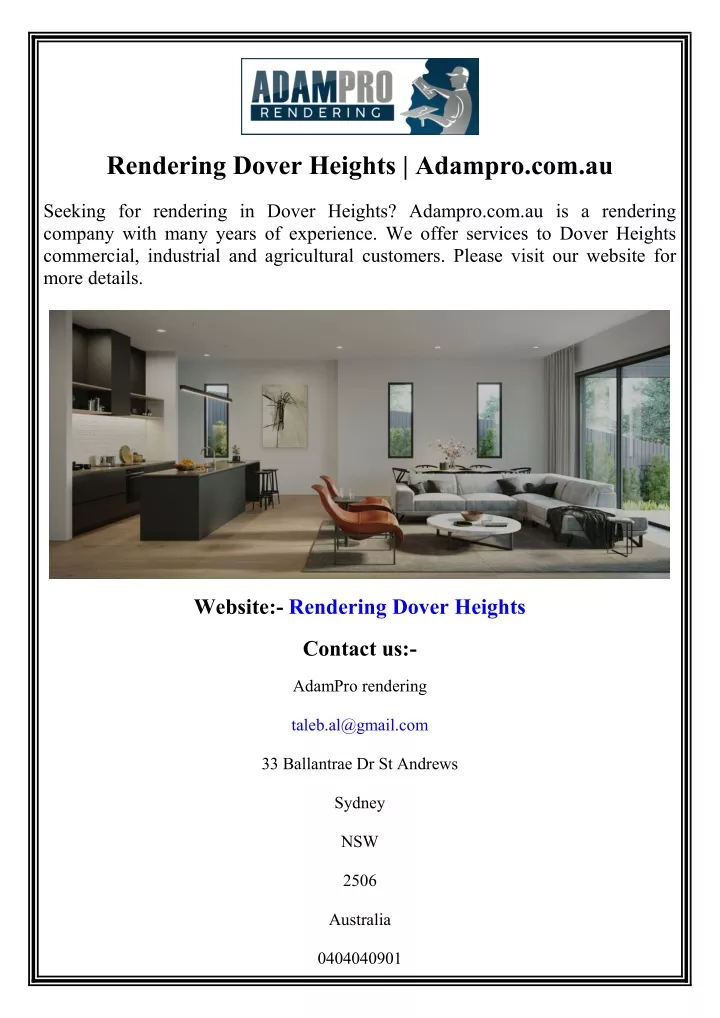 rendering dover heights adampro com au