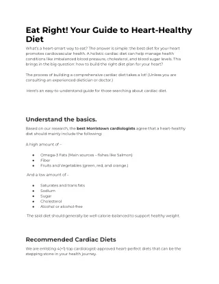 Eat Right! Your Guide to Heart-Healthy Diet