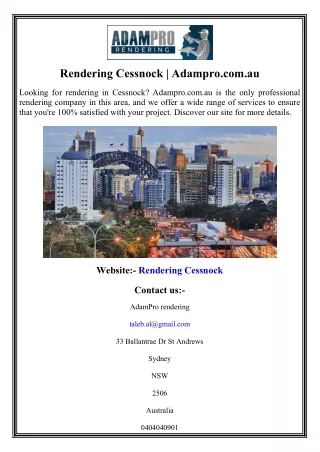 Rendering Cessnock Adampro.com.au