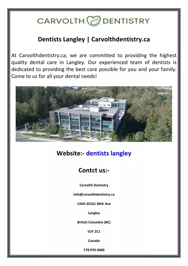 dentists langley carvolthdentistry ca