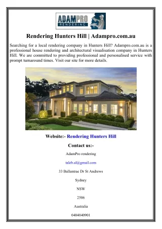 rendering hunters hill adampro com au