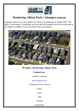 Rendering Albion Park Adampro.com.au