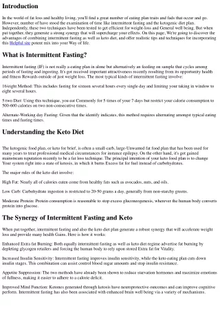 Intermittent Fasting and Keto: A strong Mix for Weight-loss