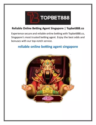 Reliable Online Betting Agent Singapore | Topbet888.co