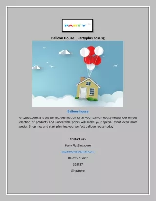 Balloon House | Partyplus.com.sg