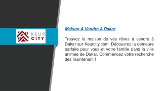 Maison à vendre à Dakar  Keurcity.com