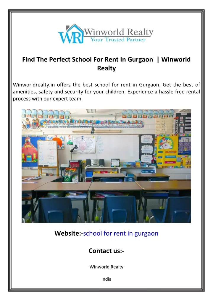 find the perfect school for rent in gurgaon