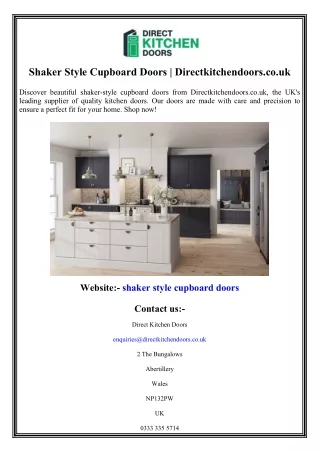 Shaker Style Cupboard Doors Directkitchendoors.co.uk