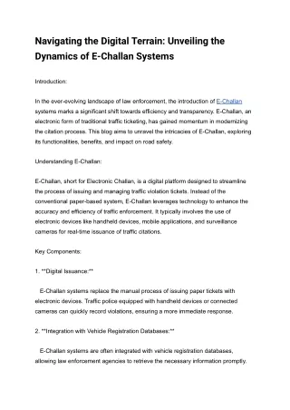 Unveiling the Dynamics of E-Challan Systems