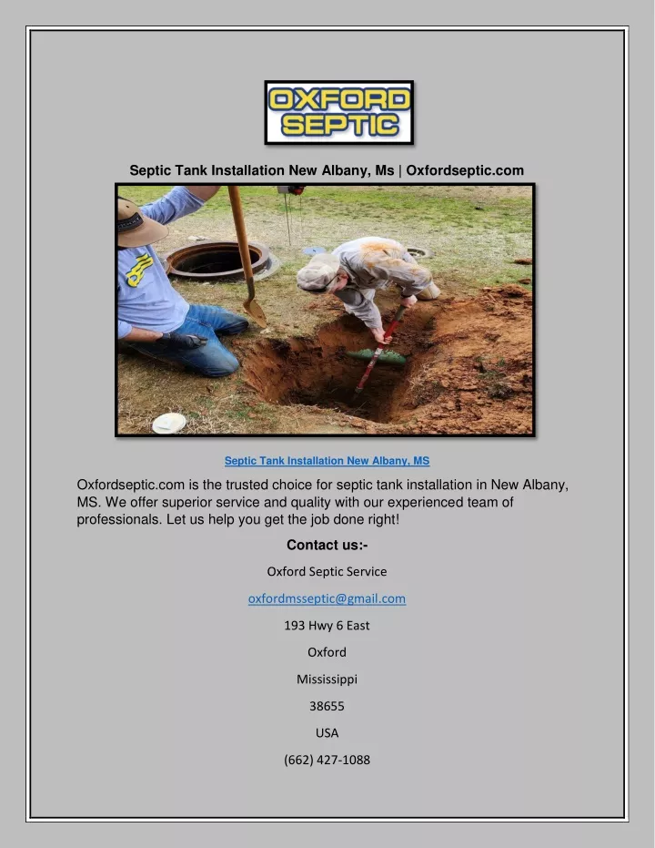 septic tank installation new albany