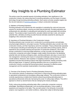key insights to a plumbing estimator