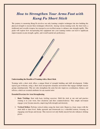 How to Strengthen Your Arms Fast with Kung Fu Short Stick