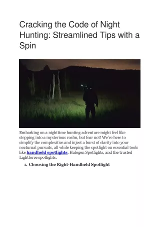 Cracking the Code of Night Hunting Streamlined Tips with a Spin
