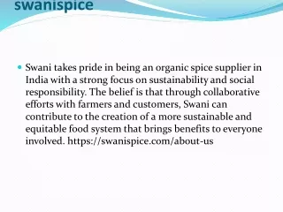 Organic Spice Suppliers in India-swanispice