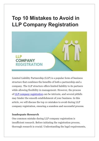top 10 mistakes to avoid in llp company