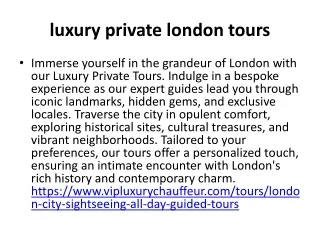 luxury private london tours