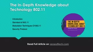 The In-Depth Knowledge about Technology 802.11