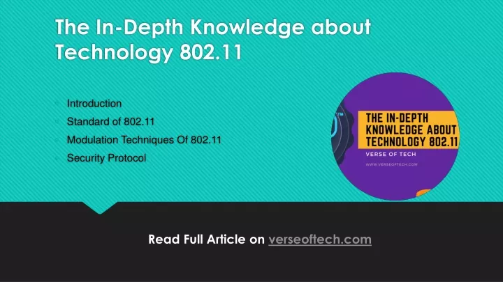 the in depth knowledge about technology 802 11