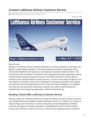 Lufthansa Airlines Customer Service