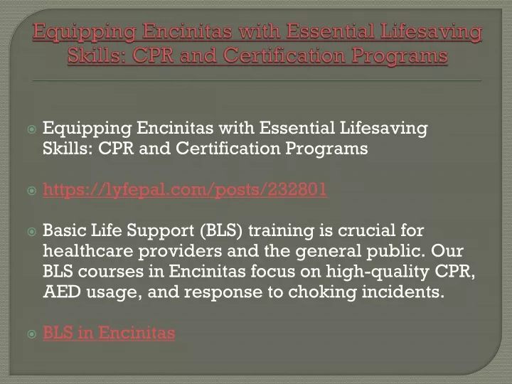 equipping encinitas with essential lifesaving skills cpr and certification programs