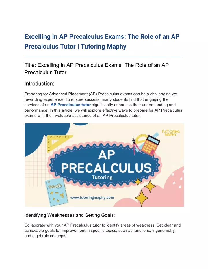 excelling in ap precalculus exams the role