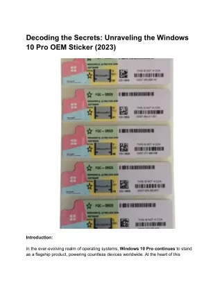 Decoding the Secrets_ Unraveling the Windows 10 Pro OEM Sticker (2023)