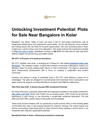 Unlocking Investment Potential_ Plots for Sale Near Bangalore in Kolar