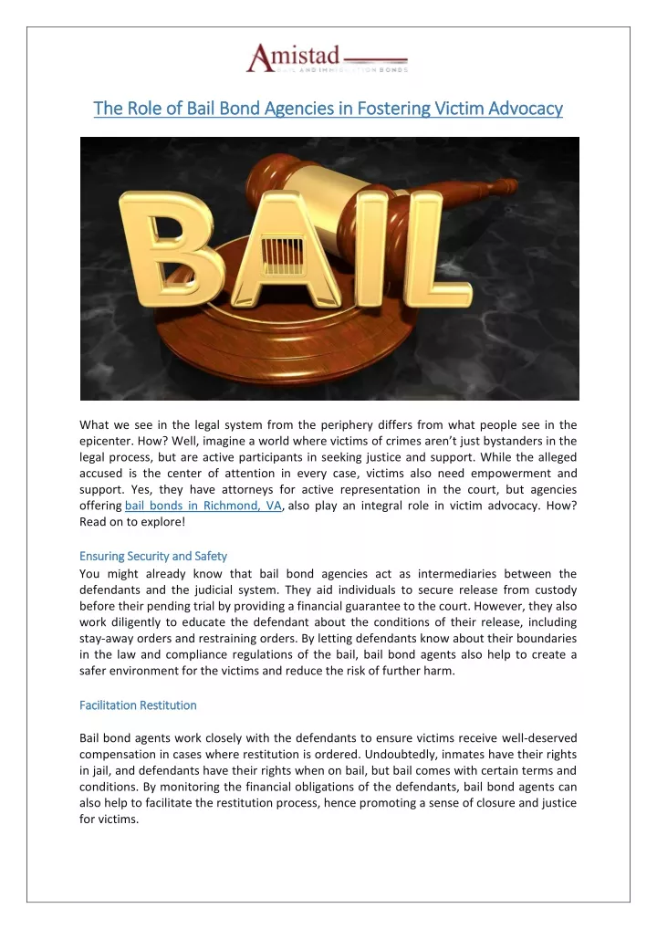 the role of bail bond agencies in fostering