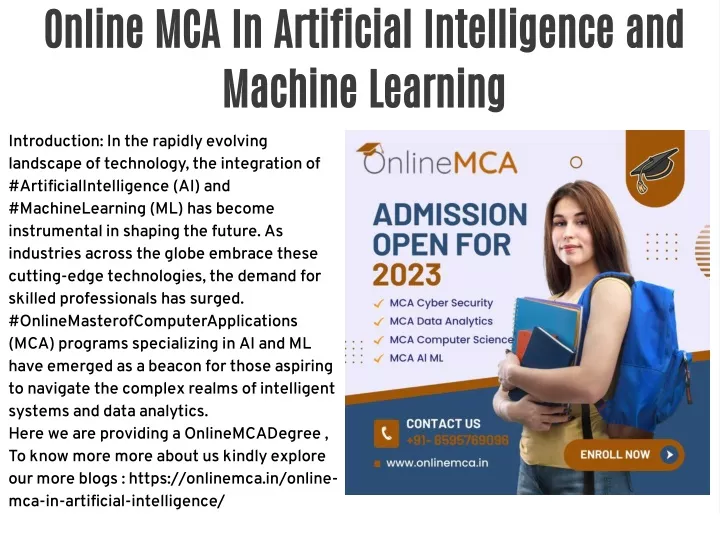online mca in artificial intelligence and machine