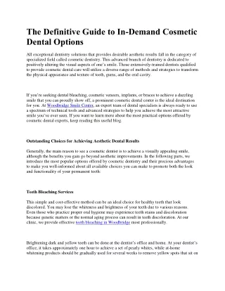 The Definitive Guide to In-Demand Cosmetic Dental Options